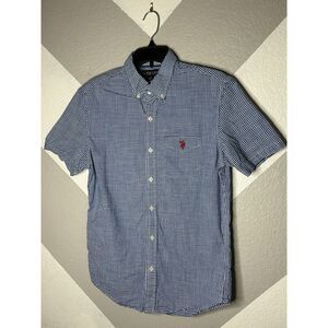 Men Polo Shirt Small by US Polo Assn - Blue Checkered Premium Quality